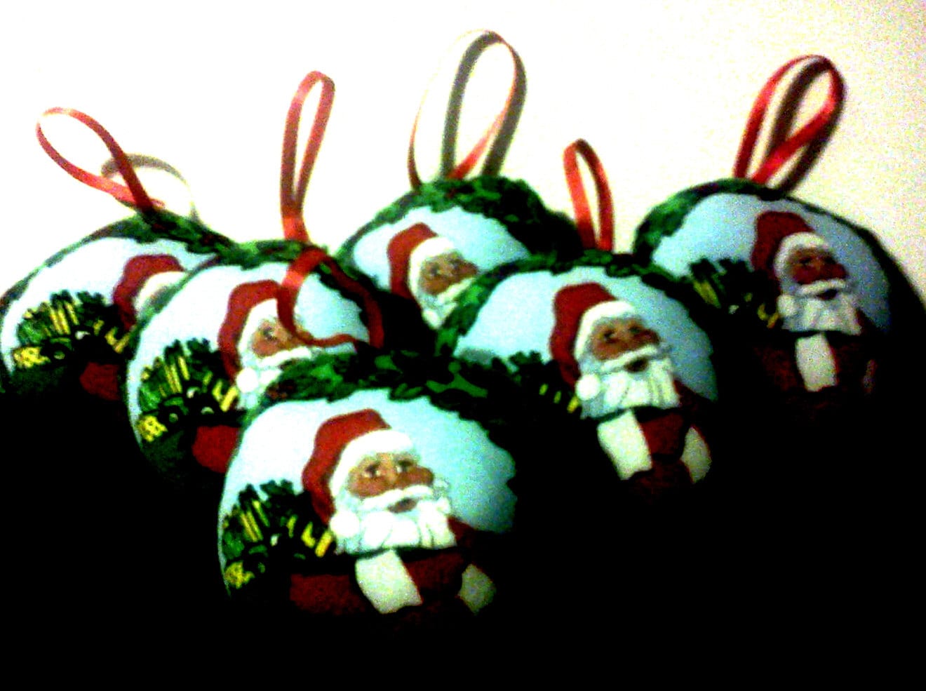 Hand-Made Double Sided Santa Christmas Tree Ornaments (6-Pack)