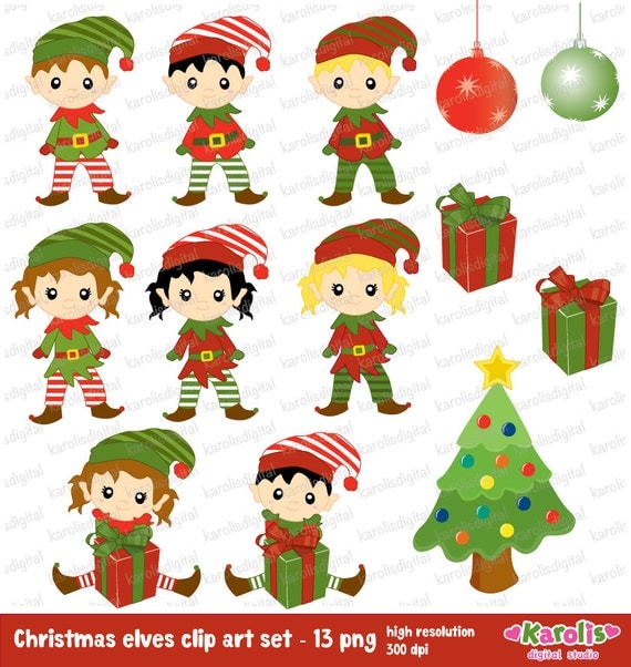 clipart christmas elves working - photo #9