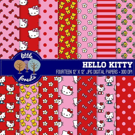 Hello Kitty Digital Scrapbook Paper Pack 12 x 12 pink and