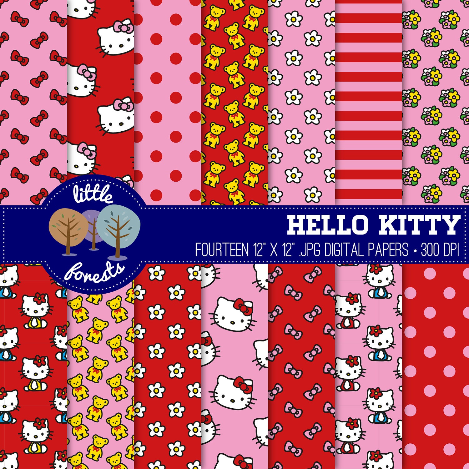 Hello Kitty Digital Scrapbook Paper Pack 12 x 12 pink and