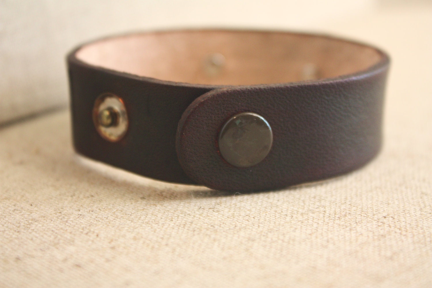 leather cuff bracelet with love stamp