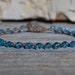 Beaded crochet bracelet - Aqua beads on brown nylon thread - Boho glam