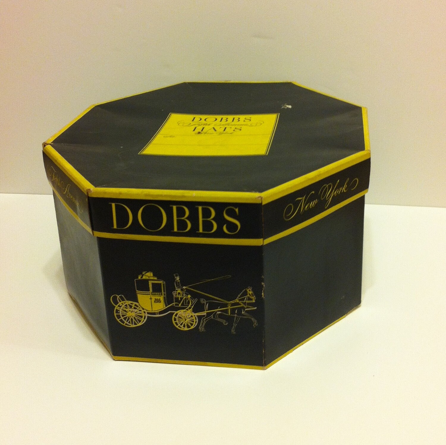 Vintage Octagon Hat Box Dobbs Fifth Ave New York