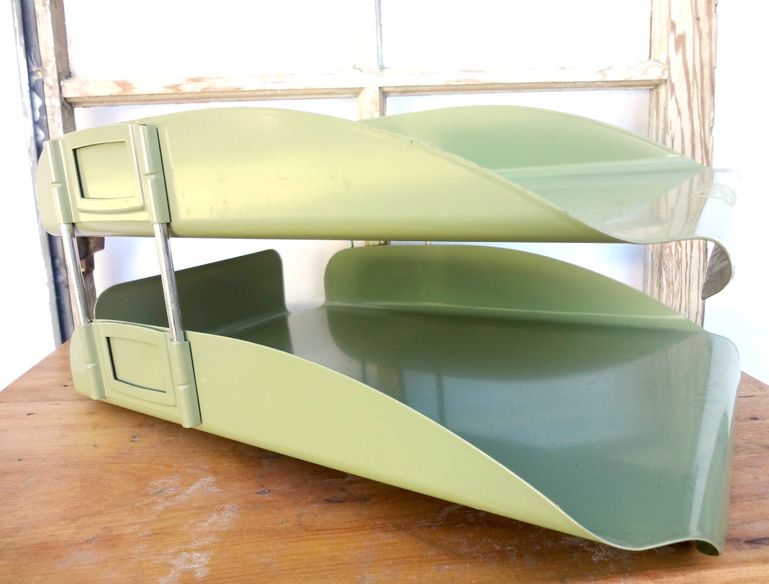 Vintage stackable file trays heavy steel 1970 s by rockintherust