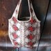 Vintage Faux Red Snakeskin Tote Bag Bucket Purse