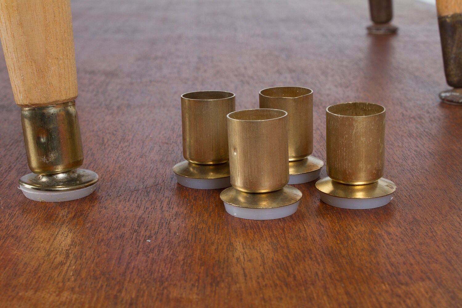 Vintage Tapered Leg Brass End Cap Caster