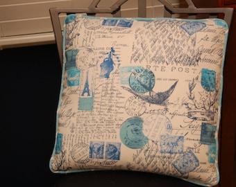 Blue Decorative Throw Pillow Cover 16 X 16 Premier Prints, Accent Sofa Pillow, Corded Pillow Cover with Invisible Zipper Closure