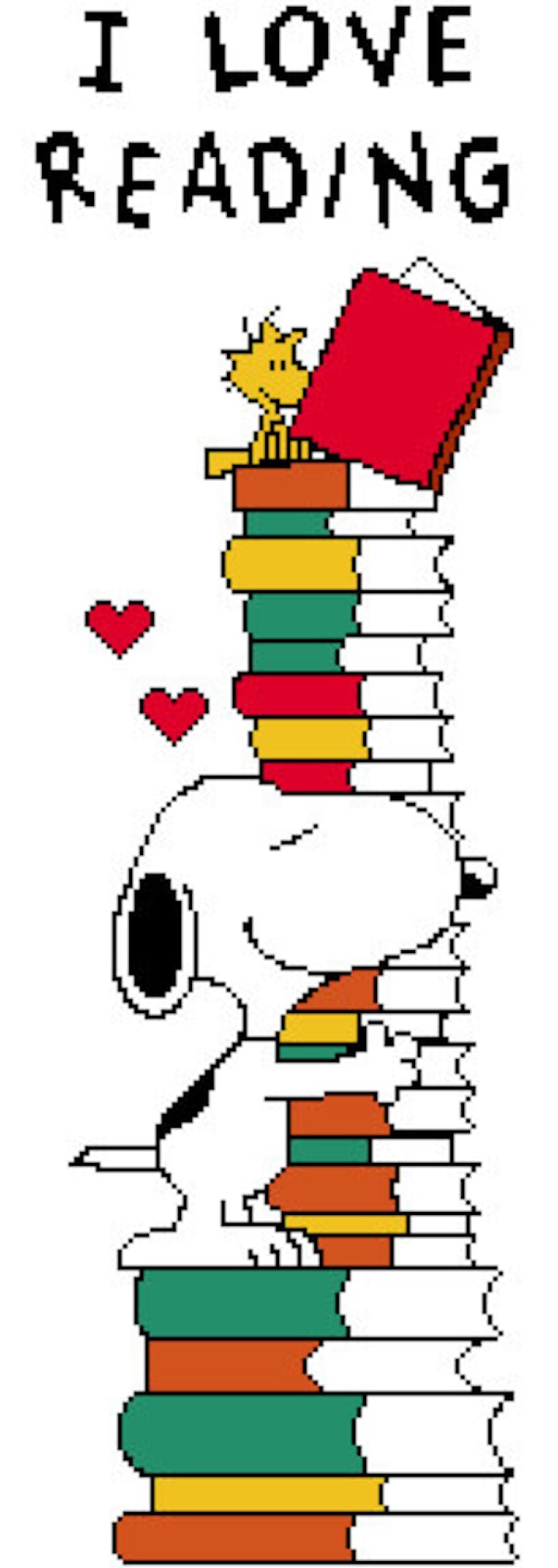 Snoopy I Love Reading Cross-Stitch Pattern by GlitchStitchOz