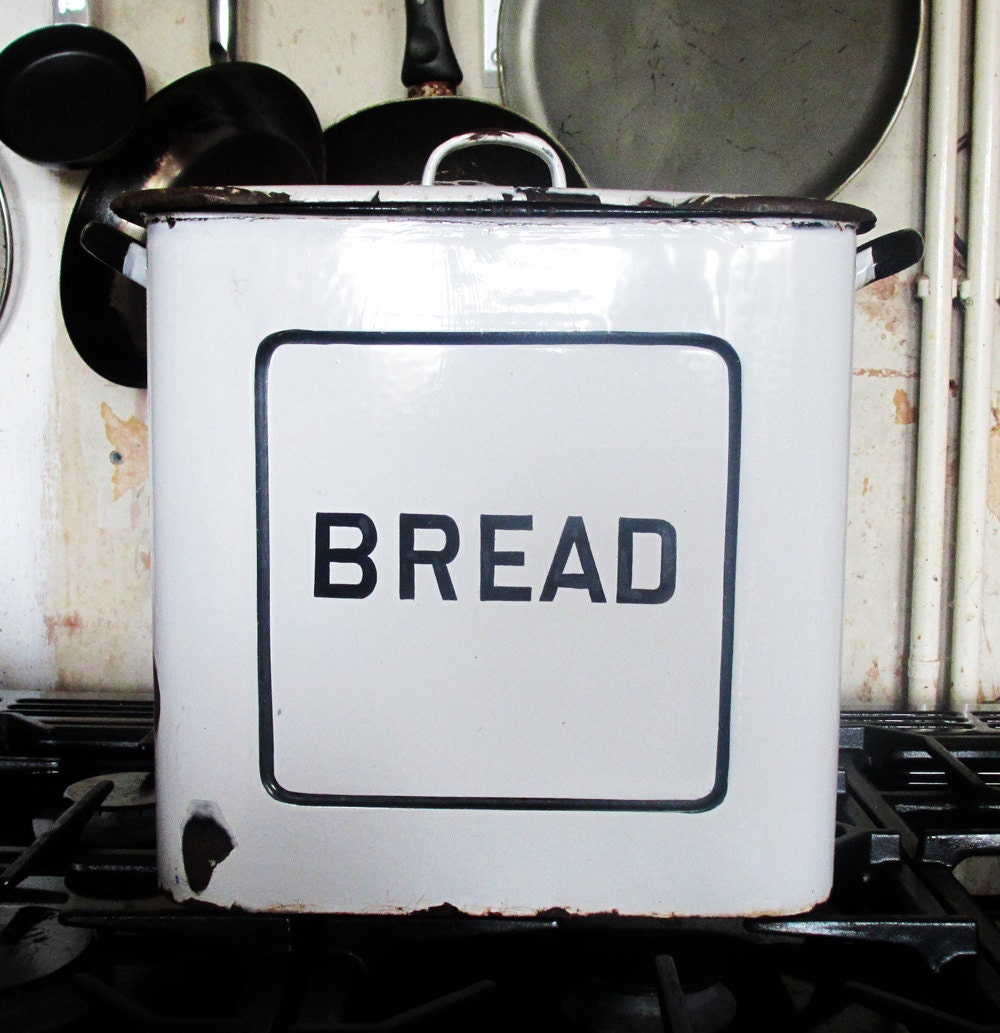 Vintage Enamelware Bread Bin