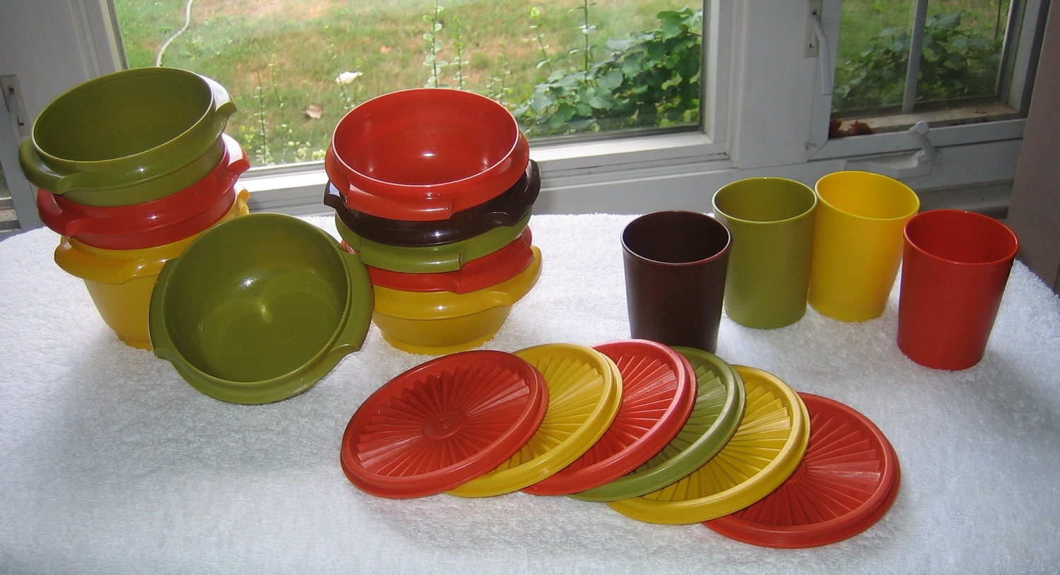 Vintage Tupperware With Lids Retro 70s Funky Colors