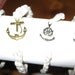 Nautical cotton twine men's anchor bracelet. Off white with your choice of brass or silver tone. Hand braided in Chicago.