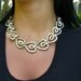Vintage Chunky Heart Chain Silvertone Link Necklace.