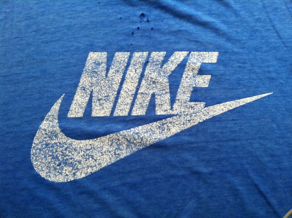 Vintage NIKE Tshirt/ Original 80s Blue Tag Swoosh Rare XL Tall