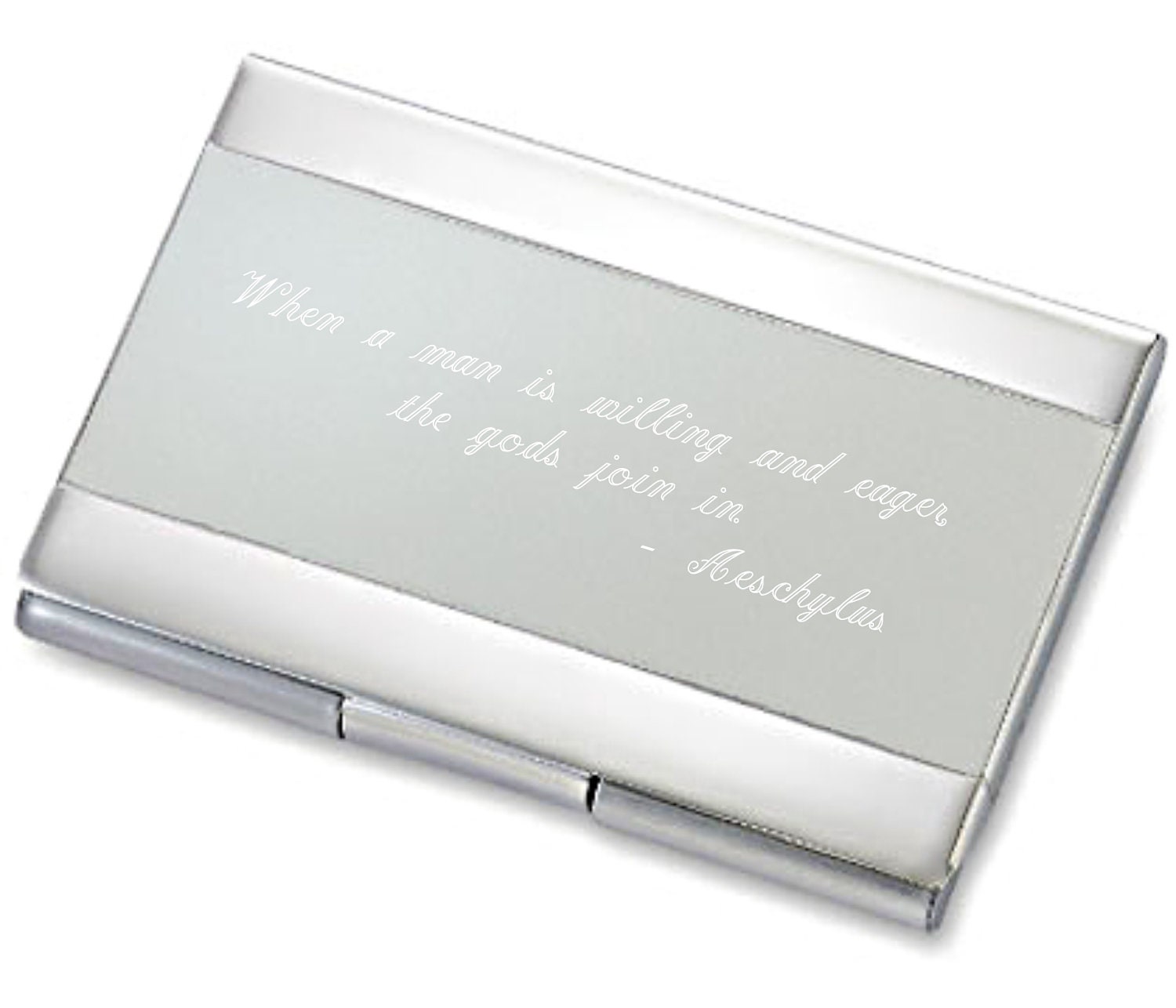 Personalized Two Tone Silver Business Credit Card Holder Case