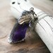 Silver Dipped Rough Amethyst Necklace, Sterling Silver, Semi Precious Gemstone Necklace , Mineral jewelry, Contemporary ,Pendant