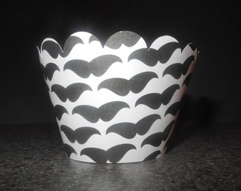 Stache Mustache Cupcake Wrappers. Set of 12