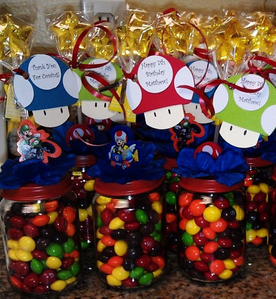 Personalized Mario Brothers Baby Food Jar Party Favors