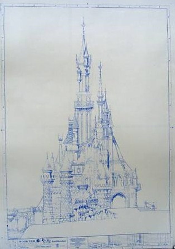 Euro Disney Castle Blueprint by BlueprintPlace on Etsy