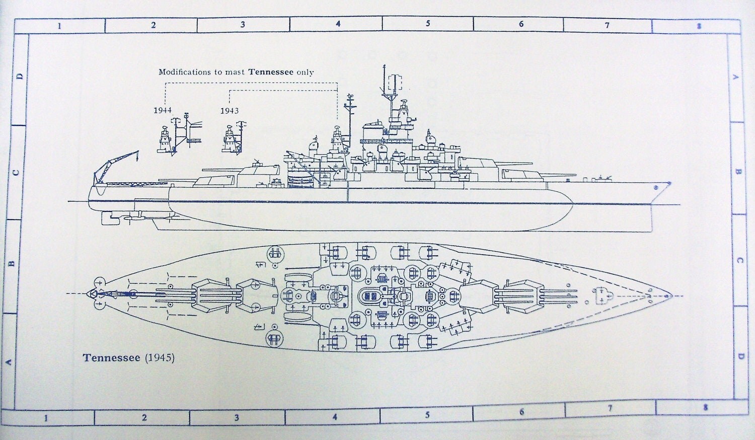 WW II Battleship USS Tennessee Blueprint by BlueprintPlace on Etsy