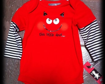 Baby Devil Costume, One piece crawler Hallowen studded