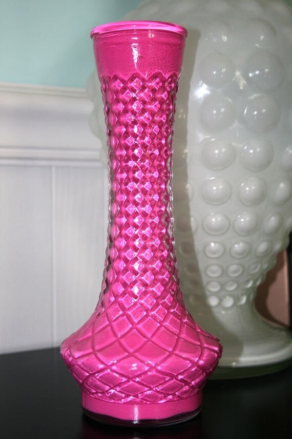 Items similar to Hot Pink Painted Glass Vase on Etsy