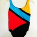 Vintage Retro 80s 90s Neon One Piece Swimwear