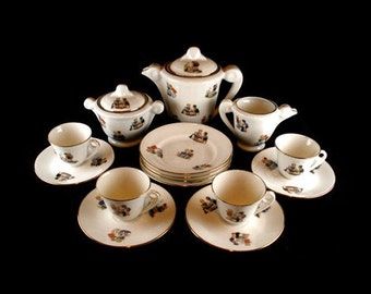 Antique 17 Pc. Child's Boys and Girls Tea Set - France