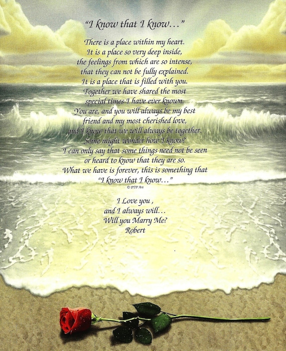 Items similar to Marriage Proposal Poem on Beach Design on Etsy