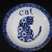 Norma Sherman Blue Calico Cat Dish Bowl Crownford Staffordshire England
