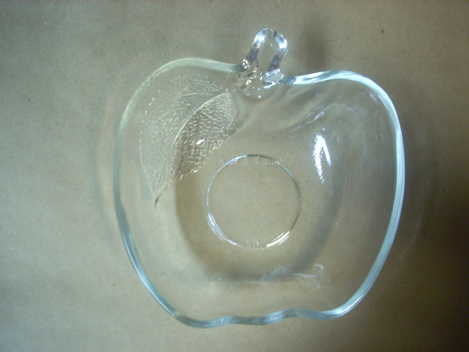 Clear Glass Apple Pattern Dish by boxoftoys on Etsy