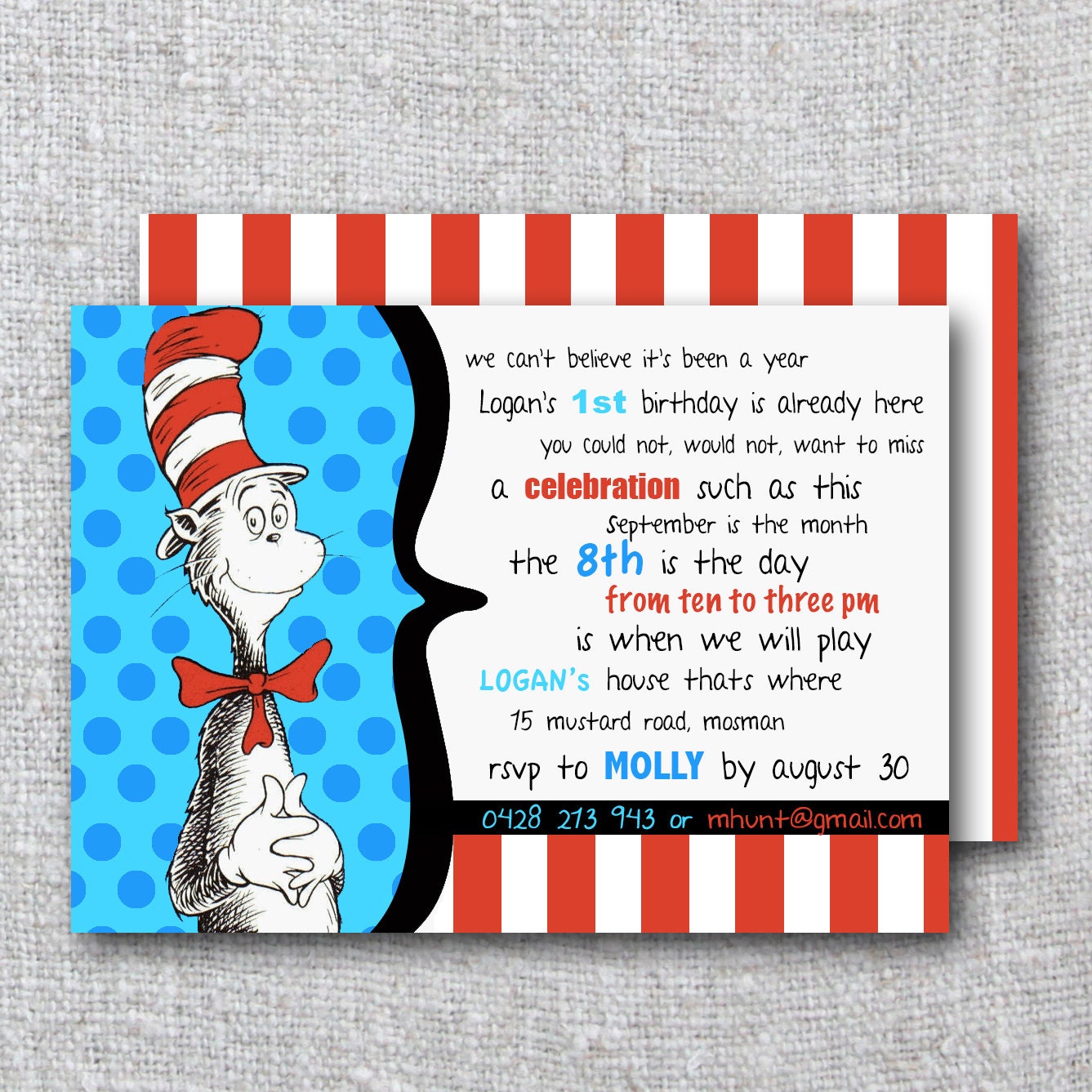 Cat And The Hat Birthday Invitations 8