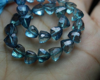 New Stock, Full 8 Inch Strand Mystic TEEL GREEN Quartz Faceted 3D Trillion, 10-11mm