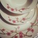 Vintage Knowles Dinner Plate Set of 6 Platinum Trim Peach Blossom Pink Rose FLower Pink/Yellow/Black