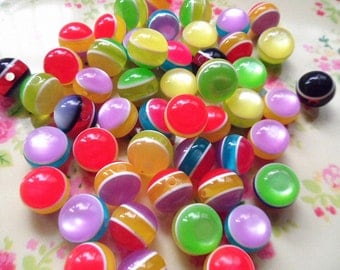 25 pcs-Resin Mixed colors Cat's Eye beads 11mm