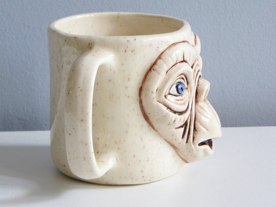 1980s ET Coffee Mug Cup Ceramic 3D Handmade Face Mug SciFi