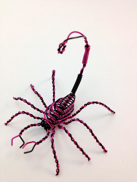 Items similar to Miniature Decorative Scorpion Wire Sculpture - Pink