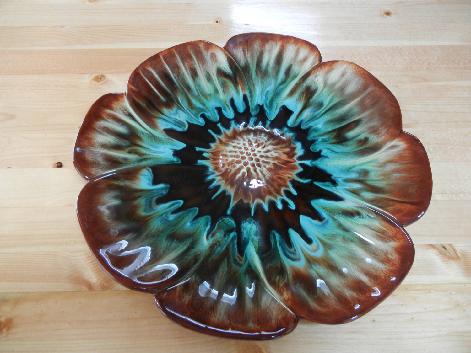 Canadian Ceramic Craft CCC Large Flame Poppy Platter