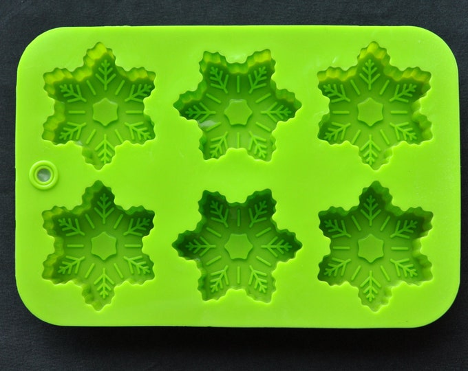 Silicone Snowflake Soap Molds Cake Chocolate Jelly Ice Candle Mould - 6 Cavity