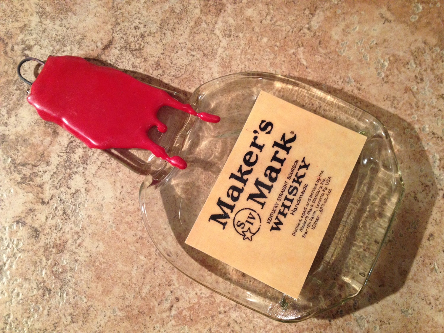 Wine Bottle Basket Maker S Mark Kentucky Streight Bourbon Whisky Whiskey Slumped Melted Flat Flattened Wine Bottle Cheese Tray Spoon Rest Glass Plate Eco Gift