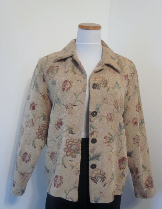 Items similar to Vintage Floral Tapestry Jacket Chenille Jacket Carpet