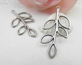 20pcs Antique Silver Olive Branch Charms Pendants Leaf Charm - On Sale