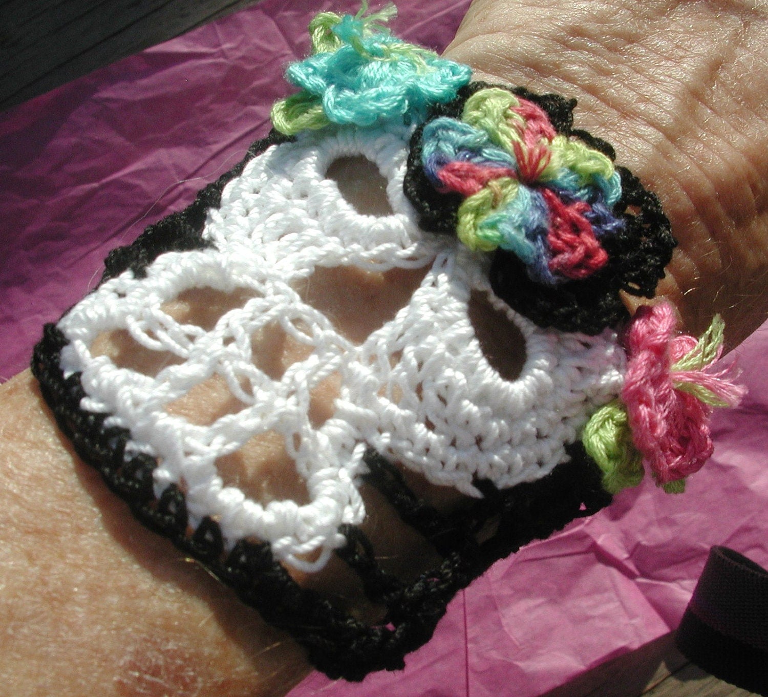 Jamaica Day Of The Dead Or Halloween Crochet Skull Cuff