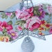 Pink Roses Floral in Blue Vintage Retro Print Sleep Mask/Eye Mask with a Soft Black Fleece backing topped with a cute Lilac Bow