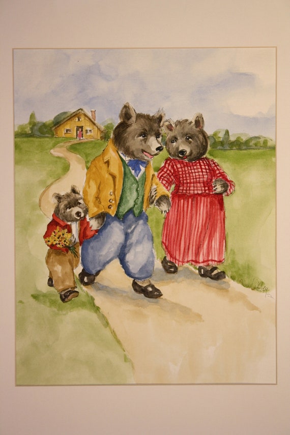 The Three Bears classic children's nursery rhyme painted