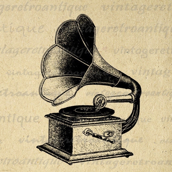 Printable Image Antique Phonograph Digital Music Download Illustration 