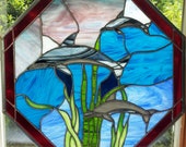 Items similar to Dolphin Stained Glass Panel on Etsy