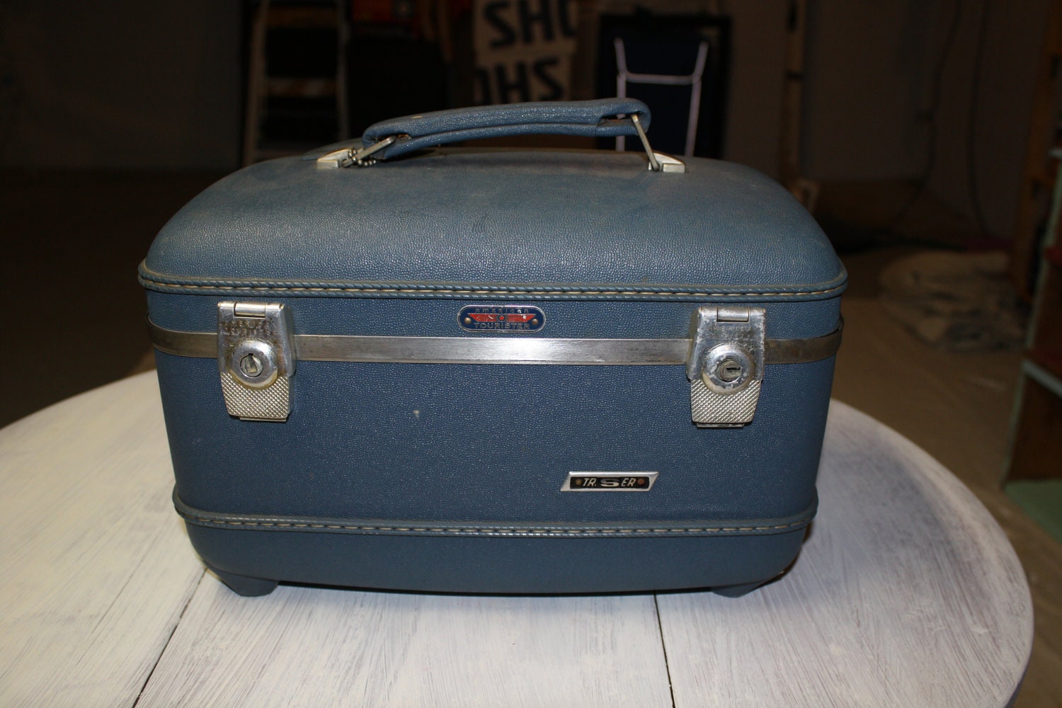 vintage american tourister luggage blue