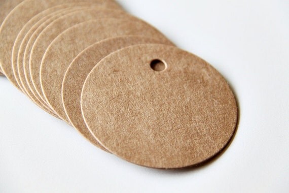 20 Round Brown Kraft Tags. 4.8cm Diameter. Paper. Blank. Hang