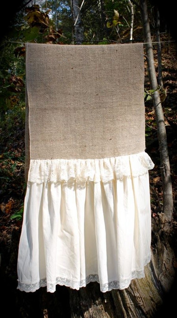 Burlap and muslin table runner