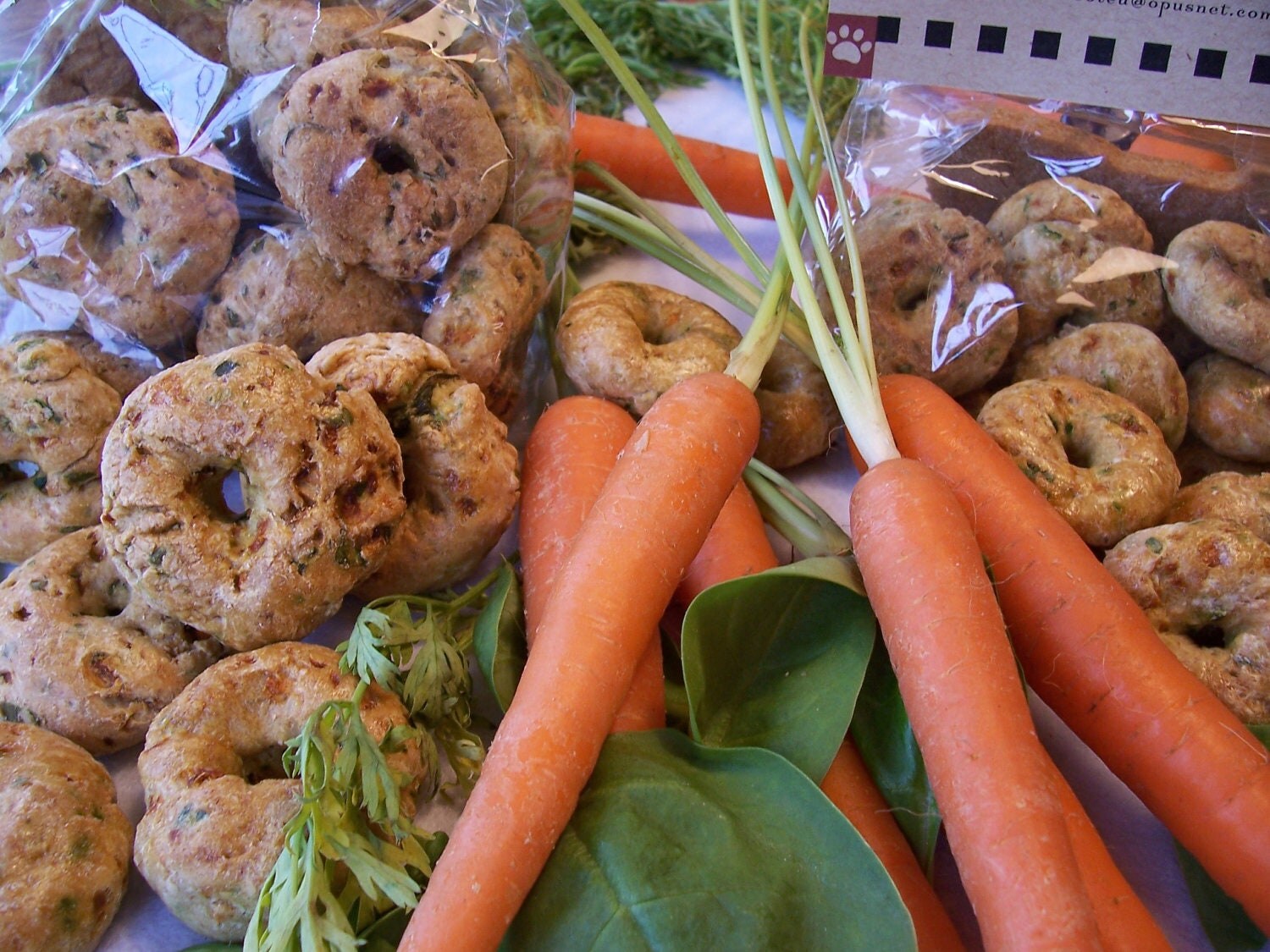 Garden Bagel Dog Treats Fresh Chopped Spinach Shredded Carrots